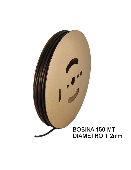 Guaina Termorestringente Nera 1,2 - in Bobina da 150 MT