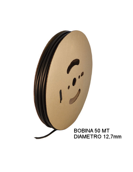Guaina Termorestringente Nera 12,7mm - in Bobina da 50 MT