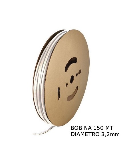 Guaina Termorestringente Bianca 3,2mm - in Bobina da 150 MT