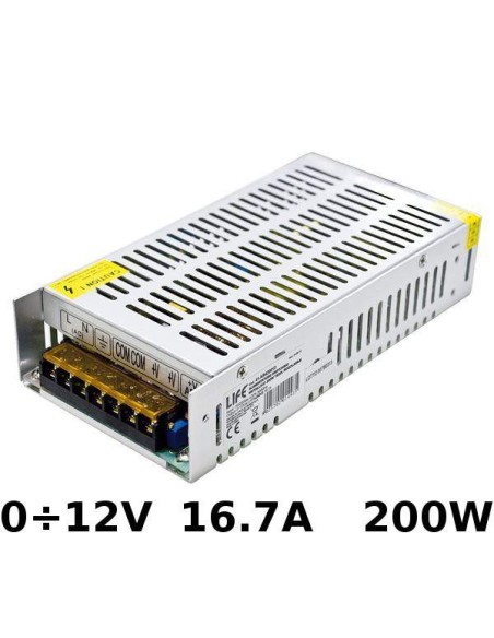 Alimentatore Switching regolabile 0÷12V 16.7A 200W
