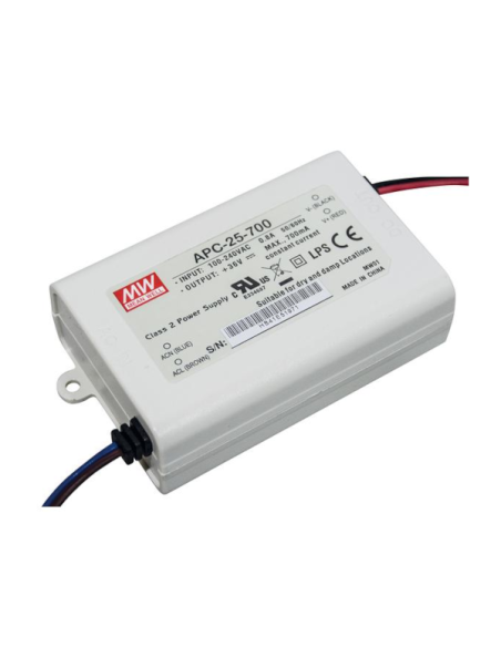 Alimentatore corrente costante 700mA, 11-36V, 25.2W, 84x57x29.5mm APC-25-700 MEAN WELL