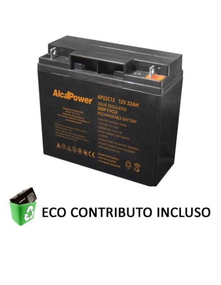 Batteria Ricaricabile Ermetica Piombo Ciclica 12V 22Ah
