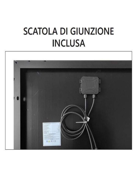 PANNELLO SOLARE MONOCRISTALLINO DA 50W, 36 celle, MISURE: 570x540x25mm