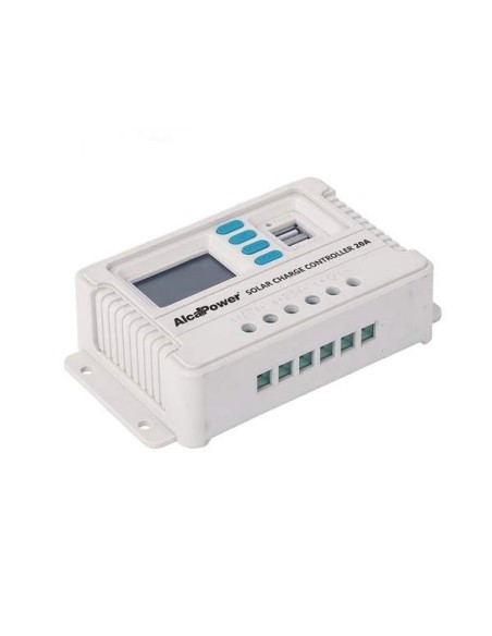 REGOLATORE DI CARICA PWM 20A 12-24V CON FUNZIONE DI RILEVAMENTO AUTOMATICO.