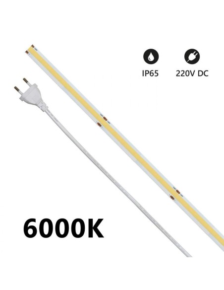 Striscia LEDCOB IP65 5m 6500K 220V 15W/m 1350lm/m