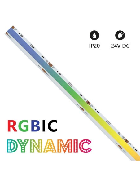 Striscia LED COB IP20 5m Dynamic RGBIC 24V 14W/m