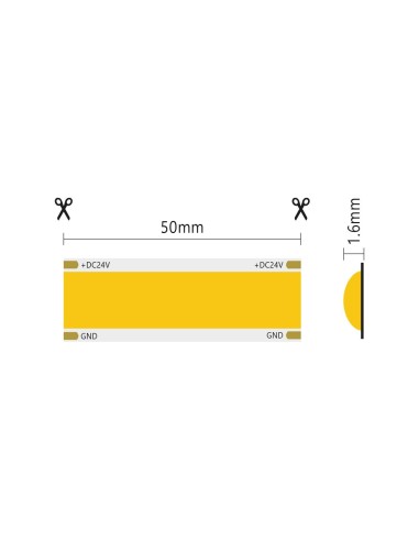 LED COB SURFACE IP20 5m 6500K 24V 25W/m 2750lm/m