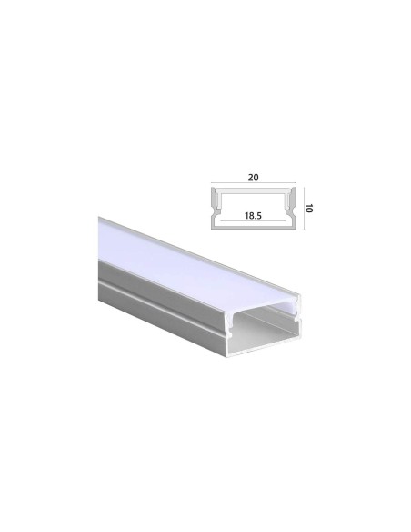 Profilo Alluminio lineare con copertura opaca - 2m