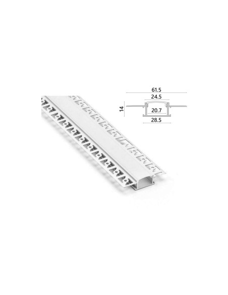 Profilo Alluminio cartongesso copertura opaca - 2m