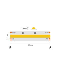Striscia LED COB IP20 5m 2700K-6500K 24V 8+8W/m 2