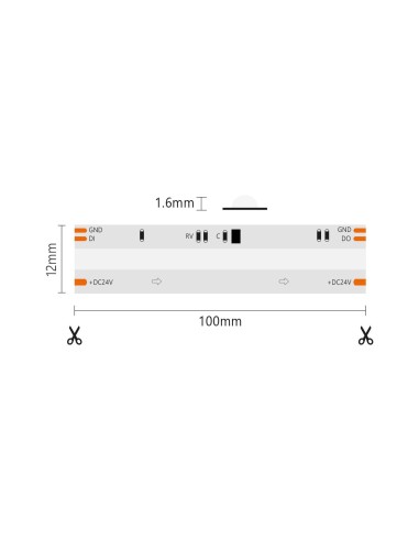 Striscia LED COB IP20 5m Dynamic 3000K 13W/m CRI90