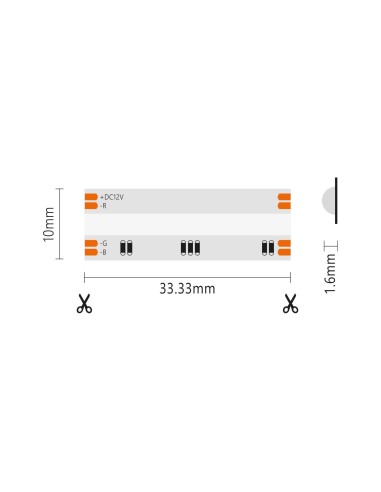 Striscia LED COB IP65 5 metri RGB 12V 15W/m