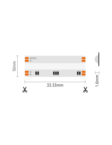 Striscia LED COB IP65 5 metri RGB 12V 15W/m