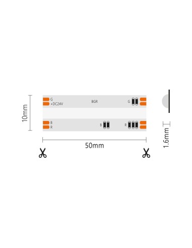 Striscia LED COB IP65 5 metri RGB 24V 15W/m