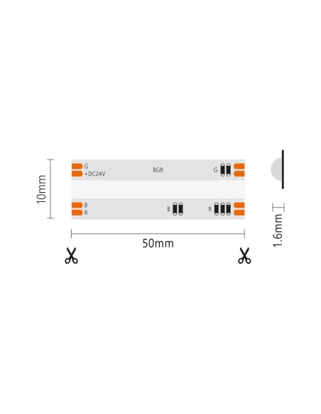 Striscia LED COB IP65 5 metri RGB 24V 15W/m