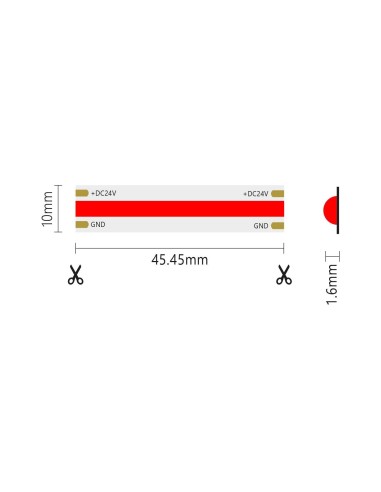 Striscia LED COB 5 metri ROSSA 24V 15W/m LSC15W-R