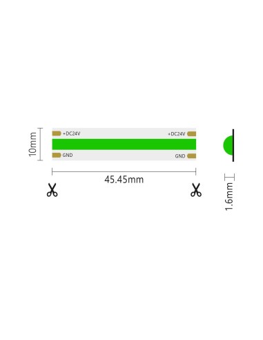 Striscia LED COB 5 metri VERDE 24V 15W/m LSC15W-G