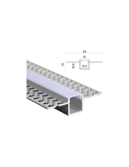 Profilo Alluminio angolare con copertura opaca 2m