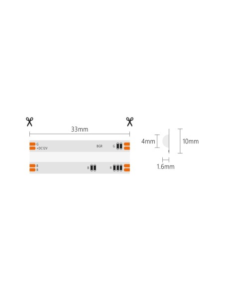 Kit Striscia LED COB 1m IP65 RGB 12V RGB-KIT1