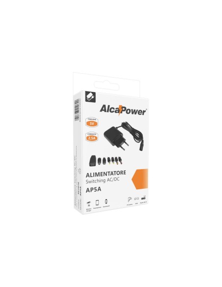 Alimentatore Switching 5V 2.5A 7 plug/USB/Mini USB AP5A