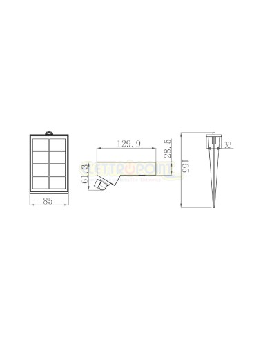 LED solare 500lm con picchetto e sens.crepuscolare