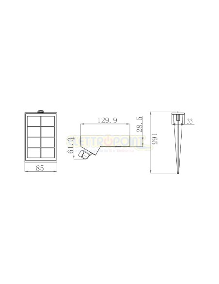 LED solare 500lm con picchetto e sens.crepuscolare