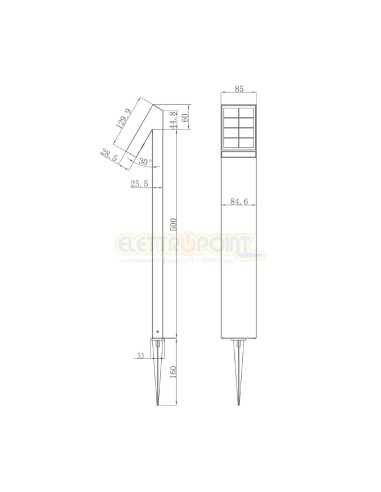 LED solare da giardino 500lm+sensore crepuscolare