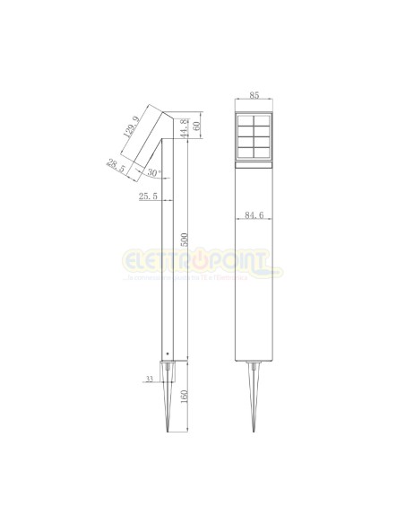 LED solare da giardino 500lm+sensore crepuscolare