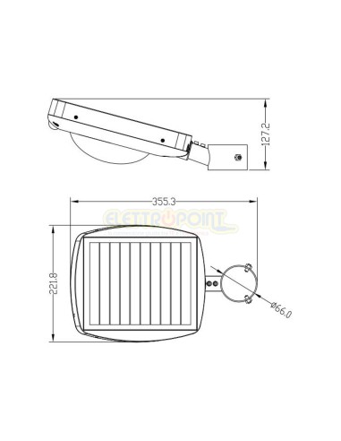 Lampione LED solare 3000lm crepusc+pir+telecomando