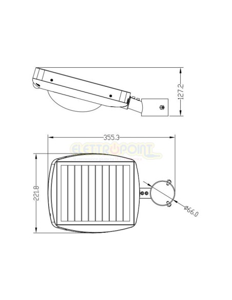 Lampione LED solare 3000lm crepusc+pir+telecomando